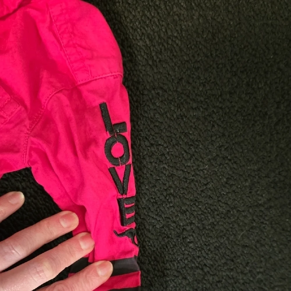 COOGI Pink Button-Up Jacket with Black Stripes